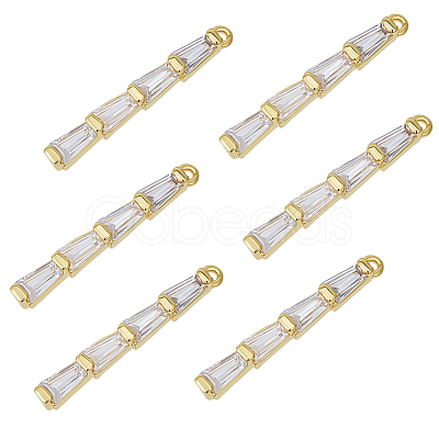 6Pcs Brass Micro Pave Cubic Zirconia Pendants KK-BC0014-67-1
