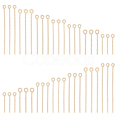 PANDAHALL ELITE 70Pcs 7 Styles Brass Twist Eye Pins KK-PH0010-29-1