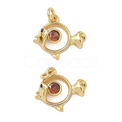 Brass Pave Cubic Zirconia Pendants KK-P325-40G-1