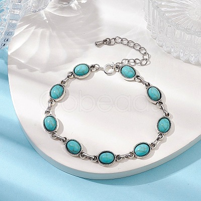 Alloy Resin Oval Link Chain Bracelets for Women BJEW-JB10131-1