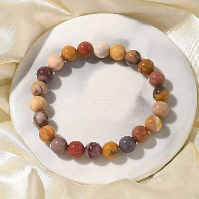 Natural Mookaite Beaded Stretch Bracelets BJEW-Q692-52-8mm-1