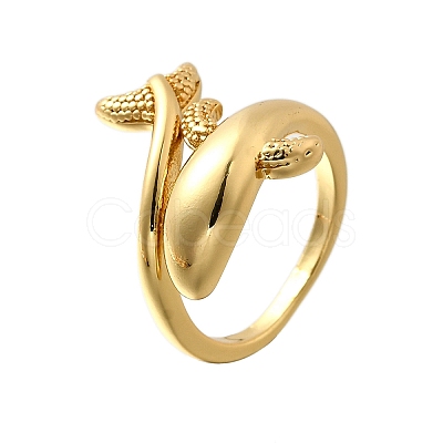 Dolphin Brass Cuff Rings for Women RJEW-Z085-01G-02-1