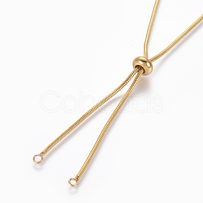 Adjustable 304 Stainless Steel Slider Necklaces MAK-L026-06A-G-1