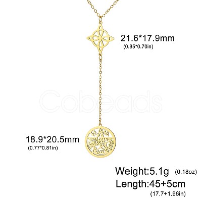 Witch Knot 304 Stainless Steel Hollow Pendant Y Necklaces for Women FS-WGCB0A9-14-1