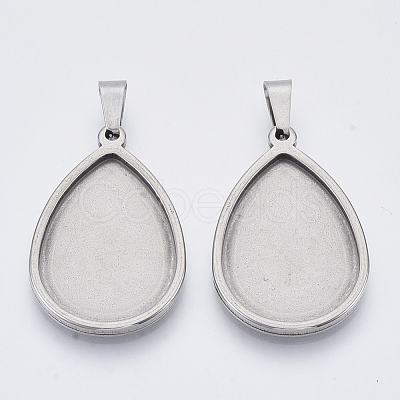 Non-Tarnish 201 Stainless Steel Pendant Cabochon Settings STAS-R101-01-1