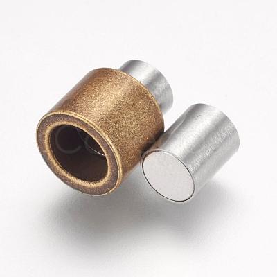 304 Stainless Steel Magnetic Clasps with Glue-in Ends STAS-F124-03AB-1