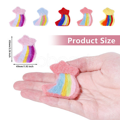 5Pcs 5 Colors Handmade Felt Needle Felting Rainbow Star Ornaments DIY-CA0006-54-1
