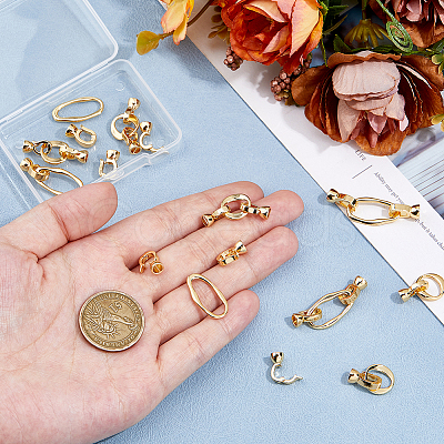 10Pcs 2 Styles Brass Fold Over Clasps KK-HS0001-31-1
