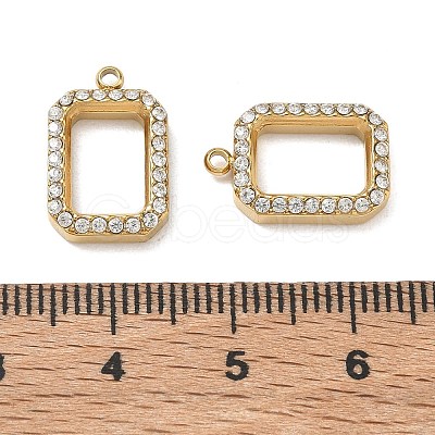 304 Stainless Steel Micro Pave Clear Cubic Zirconia Pendants CU-CBAF0F8-03G-G-1