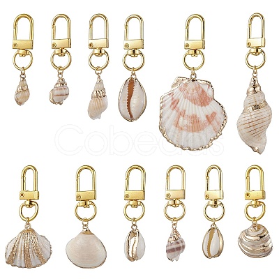 Electroplate Shell Pendant Decorations HJEW-JM03070-1
