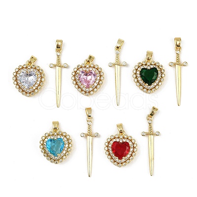 Brass Micro Pave Clear Cubic Zirconia Pendants Sets KK-R226-08G-1