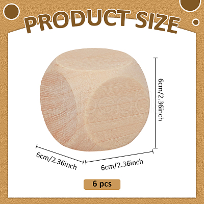 Schima Wood Blank Dice WOOD-WH0124-154B-1