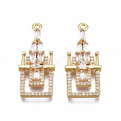 Brass Micro Pave Clear Cubic Zirconia Pendants KK-T063-81G-NF-1
