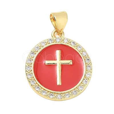 Religion Cross Brass Micro Pave Clear Cubic Zirconia Pendants CU-CBA83A6-03B-G03-1