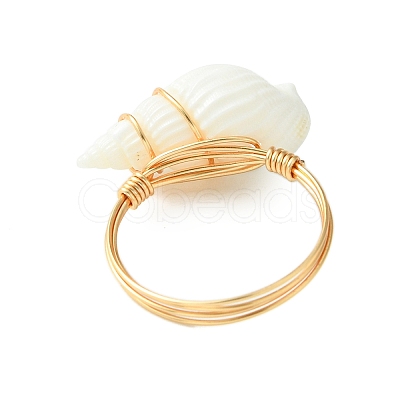 Natural Spiral Shell Finger Rings RJEW-TA00167-1