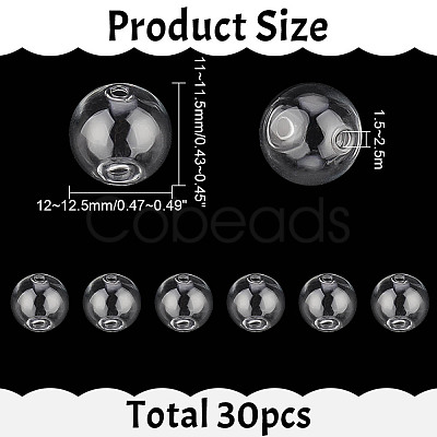 30Pcs Handmade Two Holes Blown Glass Globe Beads GLAA-GO0001-12A-1