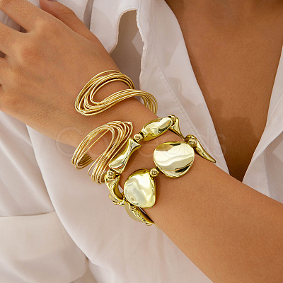 Oval Alloy & Iron & CCB Plastic Bangles Set FS-WGB93A7-02-1