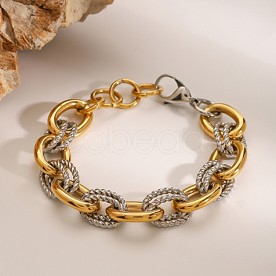 304 Stainless Steel Cable Chain Bracelets for Women BJEW-B158-03GP-1