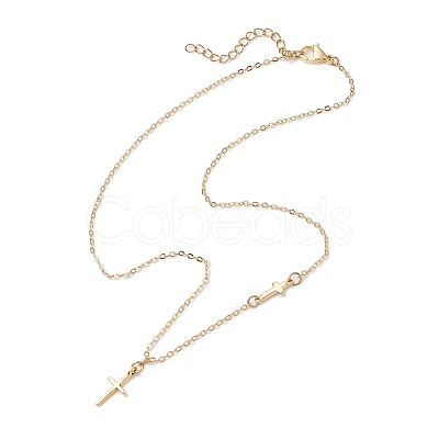 Cross 304 Stainless Steel Pendant Necklaces NJEW-JN05200-01-1