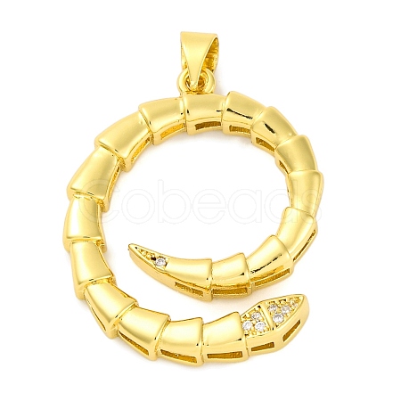 Rack Plating Brass Micro Pave Cubic Zirconia Pendants KK-M021-10G-1