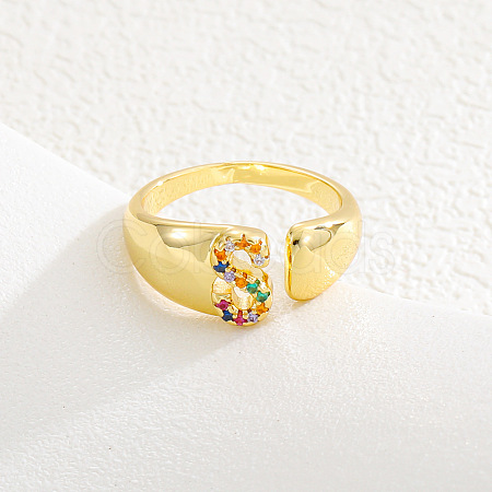 Brass Micro Pave Colorful Cubic Zirconia Cuff Open Rings FS-WG163C1-19-1