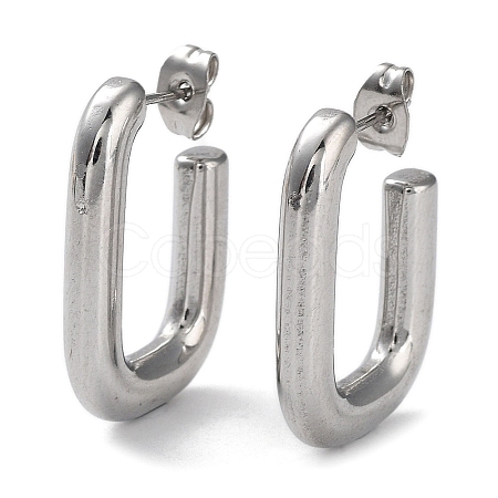 Non-Tarnish 304 Stainless Steel Rectangle Ear Studs for Women EJEW-P234-04P-1