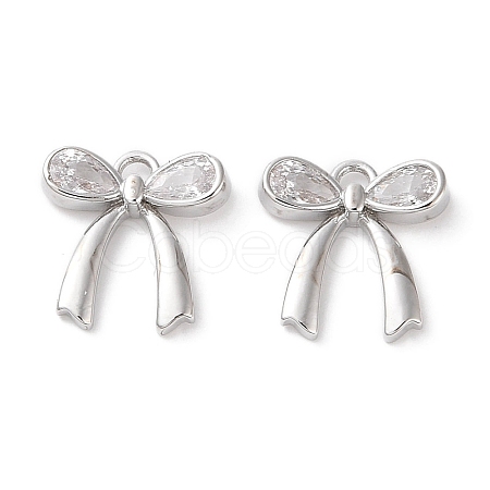 Brass Micro Pave Clear Cubic Zirconia Charms KK-G491-29P-1