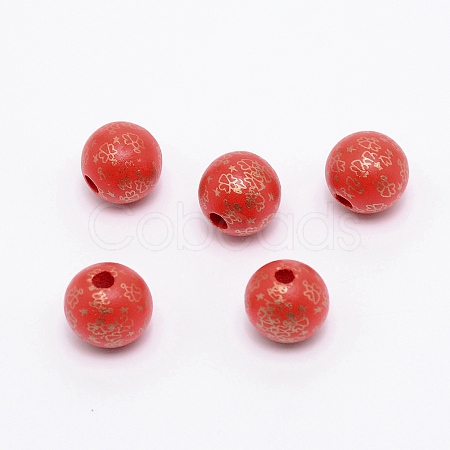 Printed Natural Wood Beads WOOD-TAC0007-57F-1