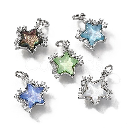 Brass Micro Pave Cubic Zirconia Charms KK-Q043-04P-1
