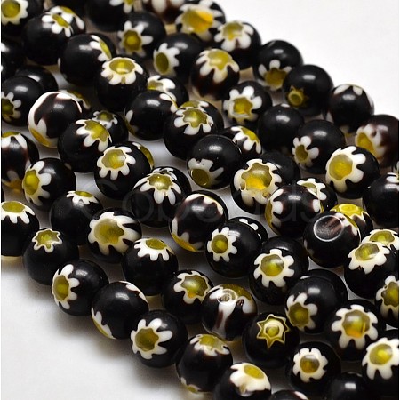 Round Millefiori Glass Beads Strands LK-P002-08-1