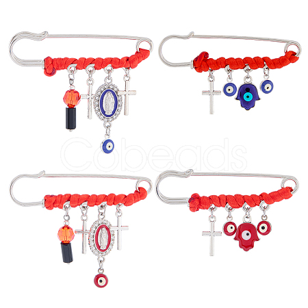 4Pcs 4 Styles Steel Brooches JEWB-DR00026-1