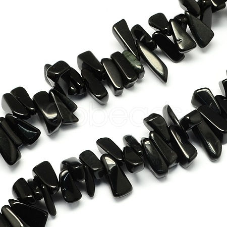 Natural Black Stone Bead Strands G-R191-05-1