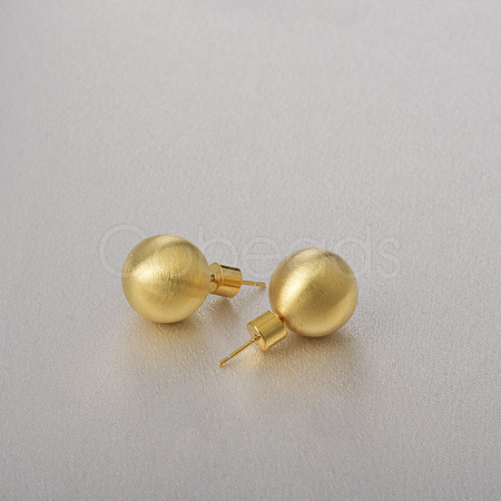 Round Ball Drawbench Brass Ear False Plugs for Women EJEW-G391-24B-G-1