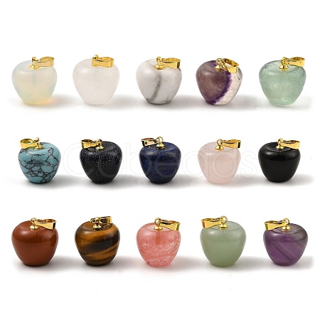 Natural & Synthetic Mixed Gemstone Teacher Apple Charms G-Z022-02-1