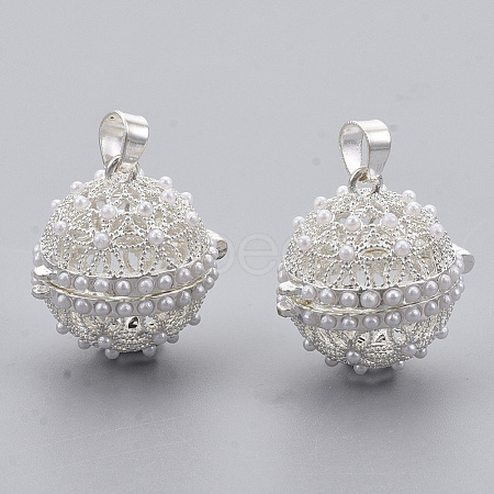 Rack Plating Brass Cage Pendants KK-T053-05S-1