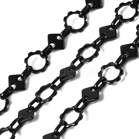 304 Stainless Steel Flower with Rhombus Link Chains CHS-Z007-14B-1