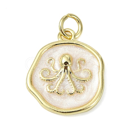 Ocean Theme Brass Enamel Pendants KK-H270-06G-04-1