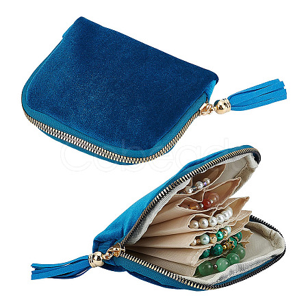 Rectangle Velvet Jewelry Zipper Storage Bags ABAG-WH0709-437A-1