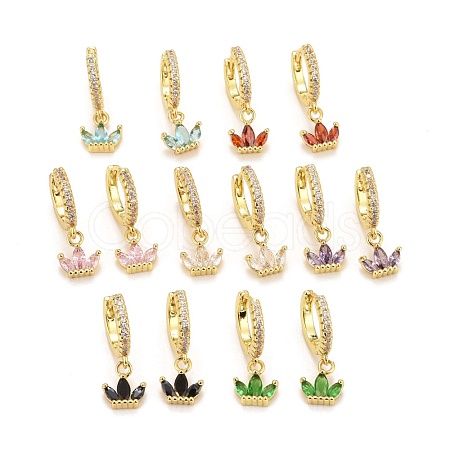 Rack Plating Brass Micro Pave Cubic Zirconia Huggie Hoop Earrings EJEW-F278-19-G-1
