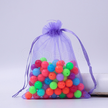 Rectangle Organza Drawstring Bags CON-PW0001-054C-23-1