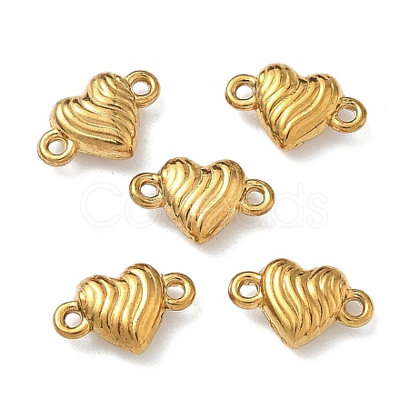304 Stainless Steel Corrugated Heart Links Connector Charms STAS-D211-14D-G-1
