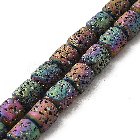 Electroplated Natural Lava Rock Beads Strands G-G984-16E-1