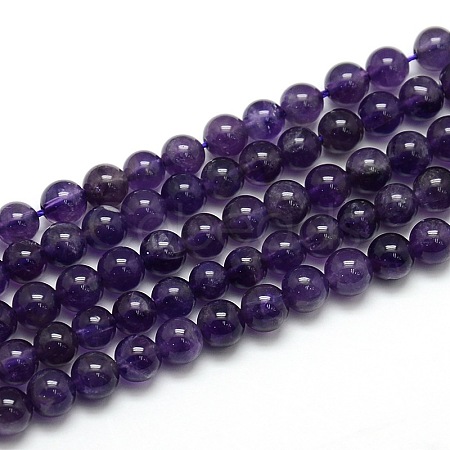 Natural Amethyst Round Bead Strands G-L170-6mm-01-1