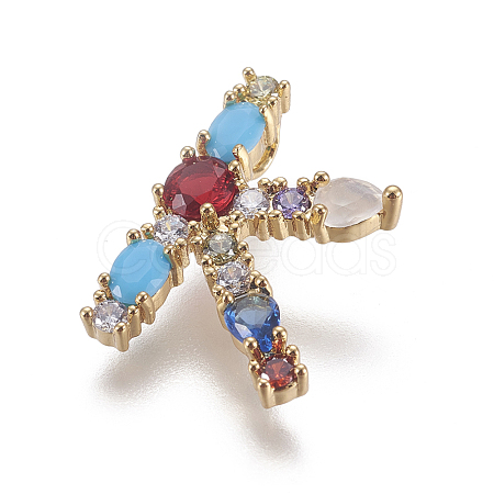 Brass Rhinestone Pendants X-ZIRC-E517-04K-G-1