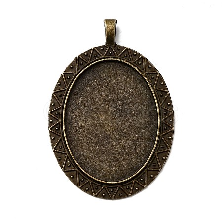 Tibetan Style Alloy Oval Pendant Cabochon Settings TIBEP-M018-47AB-NF-1
