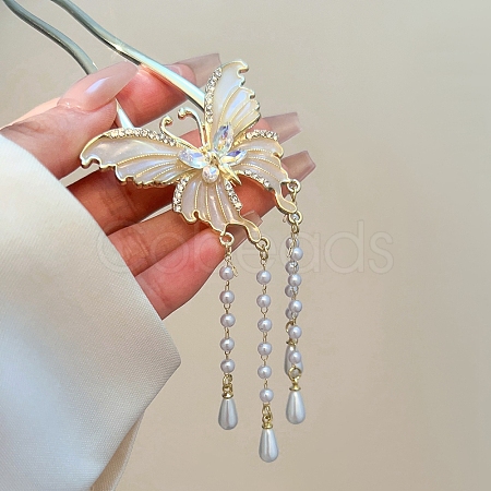 Butterfly Alloy Enamel Hair Forks PW-WGDE64A-02-1