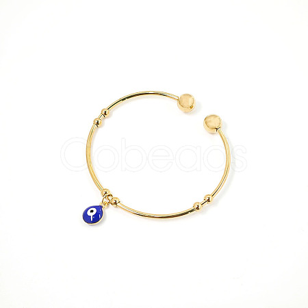 Real 18K Gold Plated 201 Stainless Steel Adjustable Cuff Bangles BM4462-2-1