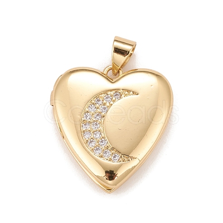 Brass Micro Pave Cubic Zirconia Locket Pendants KK-A161-44G-1