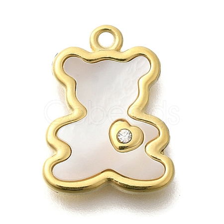 Ion Plating(IP) 304 Stainless Steel Pave Shell Pendants X-STAS-K263-62G-1