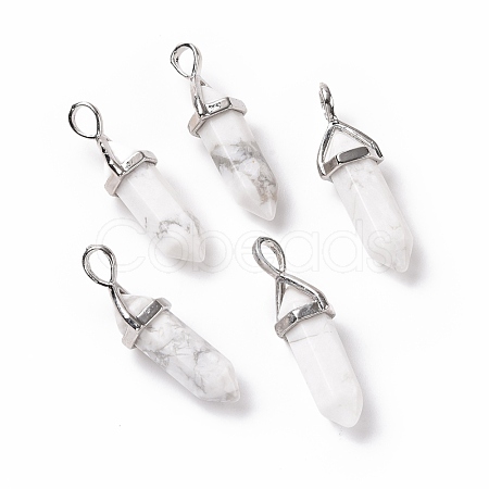 Natural Howlite Pointed Pendants G-K329-55P-1